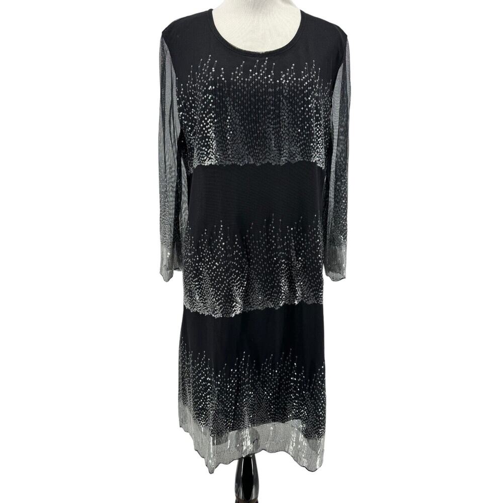 Garnet Hill Women's‎ Black Embellished Long Sleeve Dress Size 10 NEW